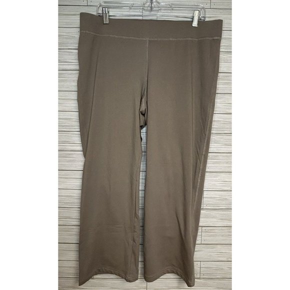 EILEEN FISHER Pants Organic Cotton Stretch Jersey‎ Cropped Wide Leg Pet Lg Tan - Picture 1 of 7